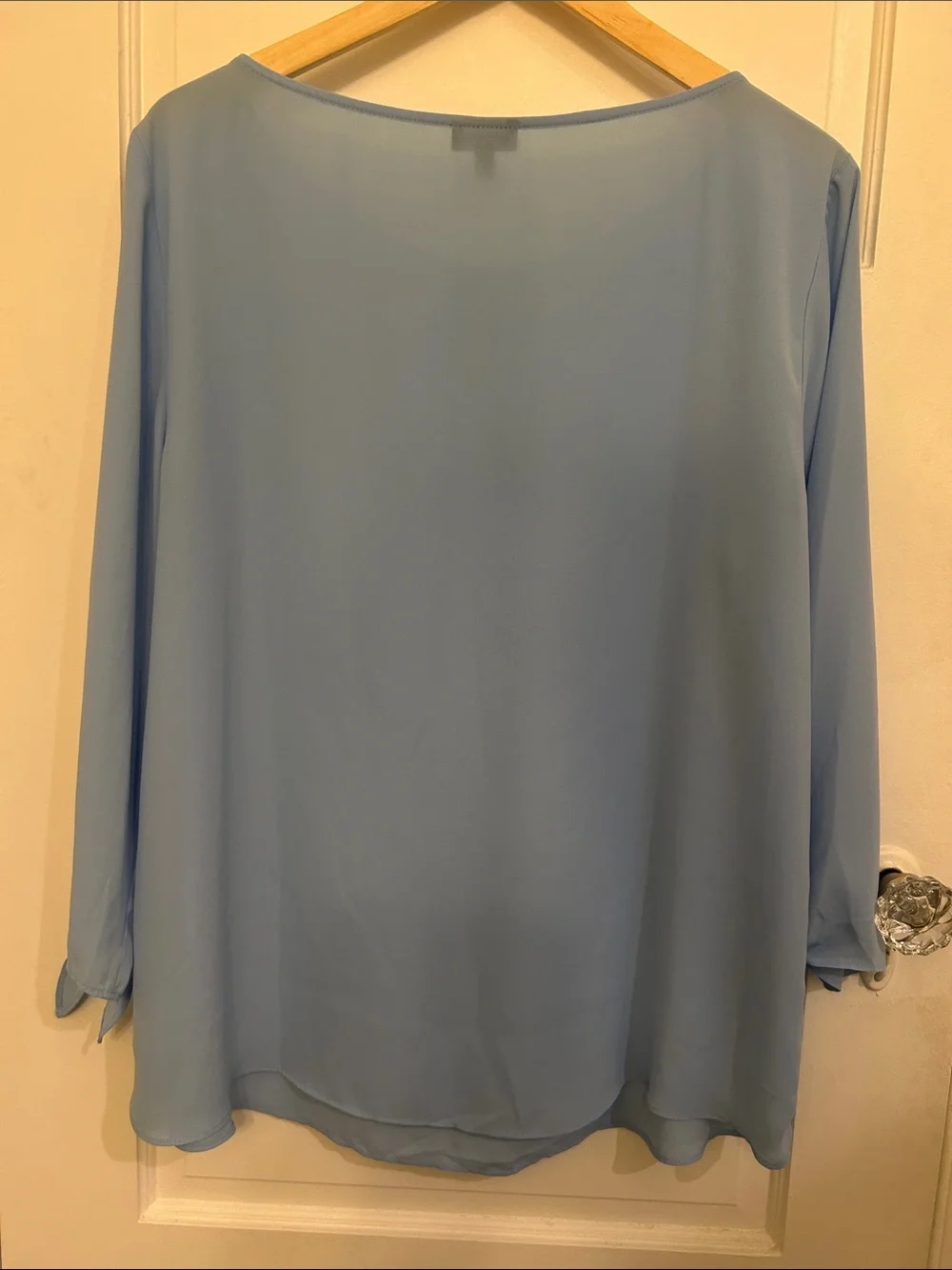 Talbots Light Blue Tie-Sleeve Boatneck Blouse